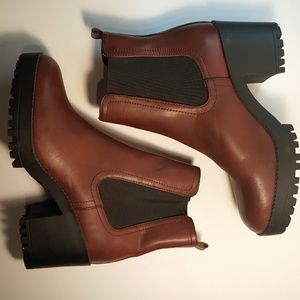 Red Chunk Heel Boots